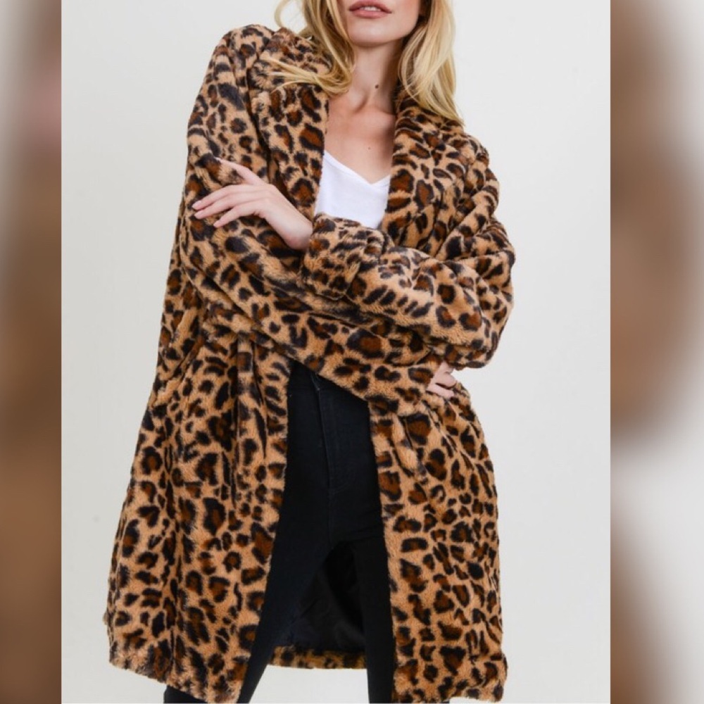 Great Gift! NEW COZY Leopard Animal Print Fancy Jacket Coat SMALL - Picture 2 of 13
